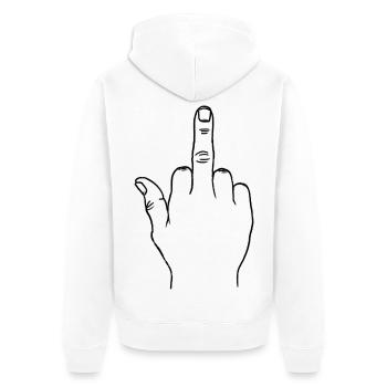 The simple raised finger - Unisex Premium Organic Zip Hoodie - white - Back - Thijin (182cm)