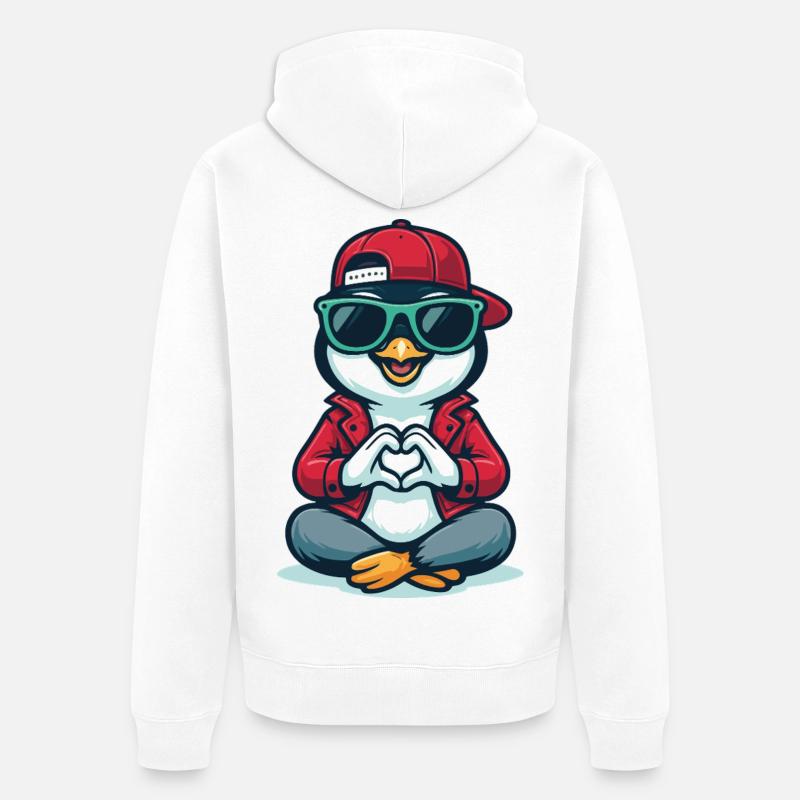 Amour Pingouin Cool - Veste à capuche bio Premium Unisexe - blanc