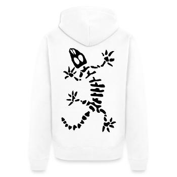 Gecko Skelett: Echse, Reptil & Knochen - Unisex Premium Bio Zip Hoodie - Weiß - Hinten - Thijin (182cm)
