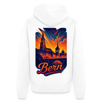 Ville de Berne Suisse Silhouette Cadeaux Artistiques - Veste à capuche bio Premium Unisexe - blanc - Dos - Thijin (182cm)