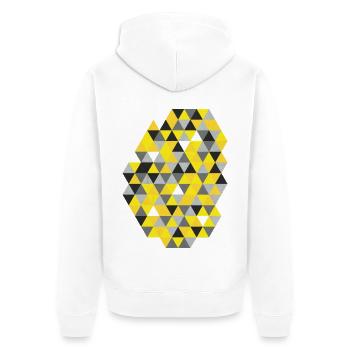Geometrisches Triangelmuster Sunny Yellow  - Unisex Premium Bio Zip Hoodie - Weiß - Hinten - Thijin (182cm)