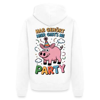 Party Schwein feiern Fasching Karneval Silvester  - Unisex Premium Bio Zip Hoodie - Weiß - Hinten - Thijin (182cm)