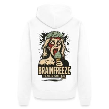 Femme avec cerveau et gel cérébral - Veste à capuche bio Premium Unisexe - blanc - Dos - Thijin (182cm)