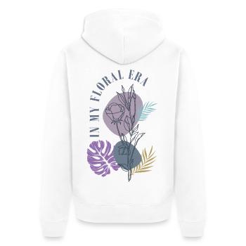 In My Floral Era – Boho Blumen Statement - Unisex Premium Bio Zip Hoodie - Weiß - Hinten - Thijin (182cm)
