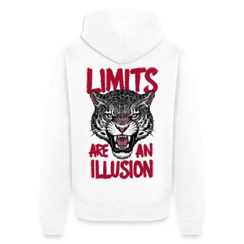 Grenzen sind eine Illusion - Unisex Premium Bio Zip Hoodie - Weiß - Hinten - Thijin (182cm)