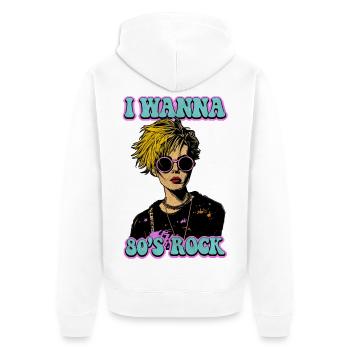 Ich will 80er Rock - Unisex Premium Bio Zip Hoodie - Weiß - Hinten - Thijin (182cm)