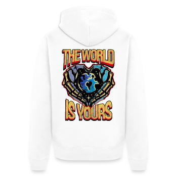 The World Is Yours - Unisex Premium Organic Zip Hoodie - white - Back - Thijin (182cm)
