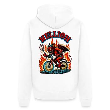Hellion - Unisex Premium Bio Zip Hoodie - Weiß - Hinten - Thijin (182cm)