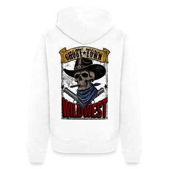 Geisterstadt – Wilder Westen - Unisex Premium Bio Zip Hoodie - Weiß - Hinten - Thijin (182cm)