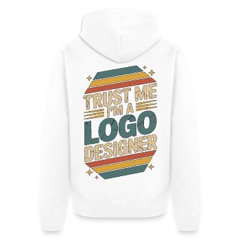 Logo Designer Trust Me I'm A Branding Specialist - Unisex Premium Bio Zip Hoodie - Weiß - Hinten - Thijin (182cm)