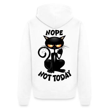 "Nope, Not Today" Black Cat-Meme-Humor - Unisex Premium Bio Zip Hoodie - Weiß - Hinten - Thijin (182cm)