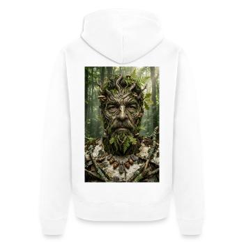 Forest spirit made of bark and moss - Unisex Premium Organic Zip Hoodie - white - Back - Thijin (182cm)