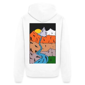 Gebirgsfluss Sonnenuntergang Panorama - Unisex Premium Bio Zip Hoodie - Weiß - Hinten - Thijin (182cm)