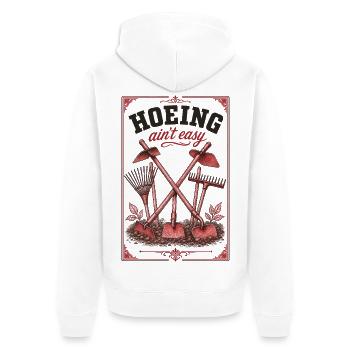 Hoeing Aint Easy Organic Gardening - Unisex Premium Organic Zip Hoodie - white - Back - Thijin (182cm)