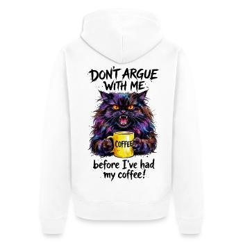 Cat Coffee Watercolor Morning Grouch - Unisex Premium Organic Zip Hoodie - white - Back - Thijin (182cm)