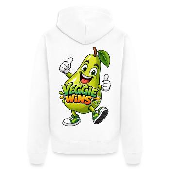Veggie Wins Birne - Unisex Premium Bio Zip Hoodie - Weiß - Hinten - Thijin (182cm)