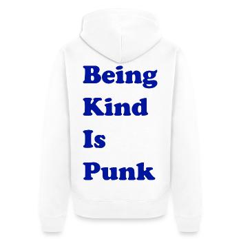 Freundlich zu sein ist Punk - Unisex Premium Bio Zip Hoodie - Weiß - Hinten - Thijin (182cm)