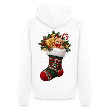Weihnachtsstrumpf mit Teddy - Unisex Premium Bio Zip Hoodie - Weiß - Hinten - Thijin (182cm)