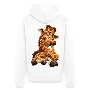Schlafmütze Giraffencharme - Unisex Premium Bio Zip Hoodie - Weiß - Hinten - Thijin (182cm)