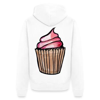 Cupcake-Wirbel-Skizze auf Schwarz - Unisex Premium Bio Zip Hoodie - Weiß - Hinten - Thijin (182cm)
