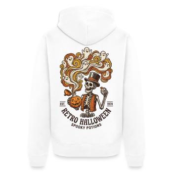 Retro Halloween Skelett-Gruseltränke - Unisex Premium Bio Zip Hoodie - Weiß - Hinten - Thijin (182cm)