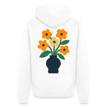 Blumenvase - Unisex Premium Bio Zip Hoodie - Weiß - Hinten - Thijin (182cm)