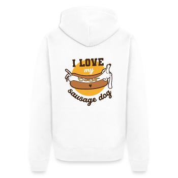 Ilovemysausagehotdog - Unisex Premium Bio Zip Hoodie - Weiß - Hinten - Thijin (182cm)