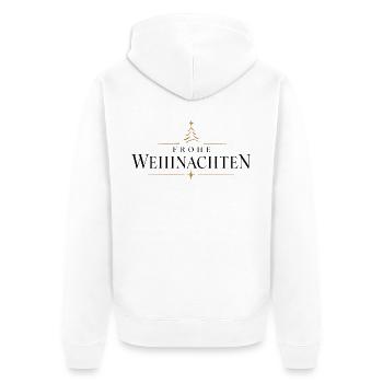 Frohe Weihnachten – Elegantes Minimalistisches Wei - Unisex Premium Bio Zip Hoodie - Weiß - Hinten - Thijin (182cm)
