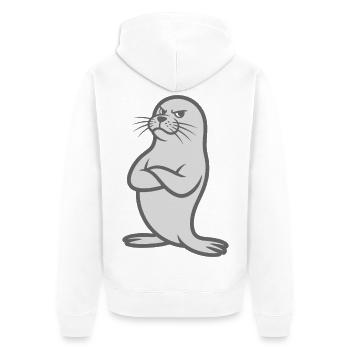 Funny seal with crossed arms - Unisex Premium Organic Zip Hoodie - white - Back - Thijin (182cm)