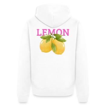 Lemon - Unisex Premium Bio Zip Hoodie - Weiß - Hinten - Thijin (182cm)