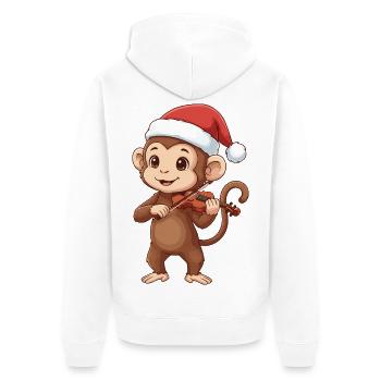 Weihnachtsaffe spielt Geigenkunst - Unisex Premium Bio Zip Hoodie - Weiß - Hinten - Thijin (182cm)