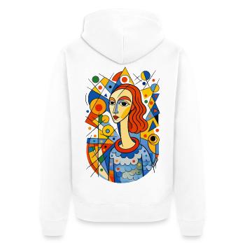 Abstract Women Portrait with Shapes and Colors - Unisex Premium Organic Zip Hoodie - white - Back - Thijin (182cm)