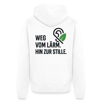 Ruheweg: Von Lärm Zur Stille - Unisex Premium Bio Zip Hoodie - Weiß - Hinten - Thijin (182cm)
