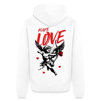 MAKE LOVE - Unisex Premium Bio Zip Hoodie - Weiß - Hinten - Thijin (182cm)