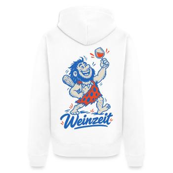 Weinzeit Für Weinliebhaber Und Weinkenner - Unisex Premium Bio Zip Hoodie - Weiß - Hinten - Thijin (182cm)