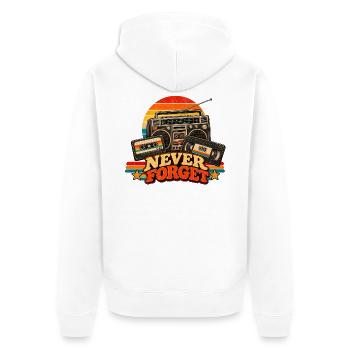 Vergessen Sie niemals die Retro-Kassette - Unisex Premium Bio Zip Hoodie - Weiß - Hinten - Thijin (182cm)