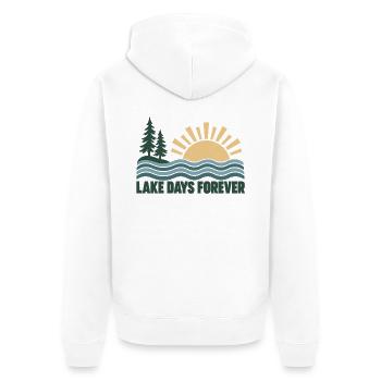 Lake Days Forever - Unisex Premium Bio Zip Hoodie - Weiß - Hinten - Thijin (182cm)