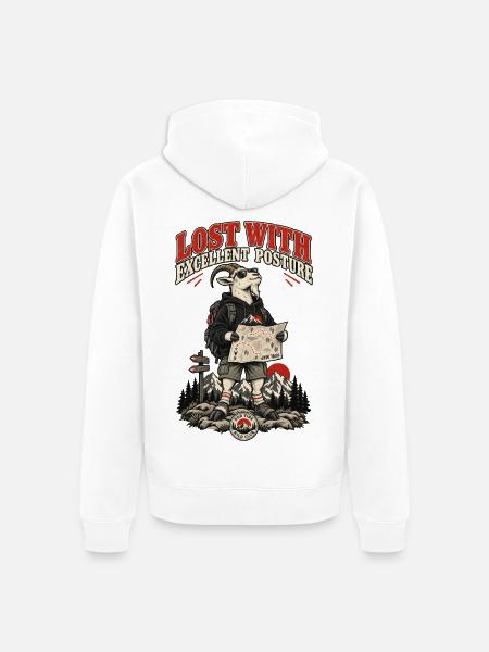 RobVibe Wildclub – Verlorene Bergziege - Unisex Premium Bio Zip Hoodie - Weiß
