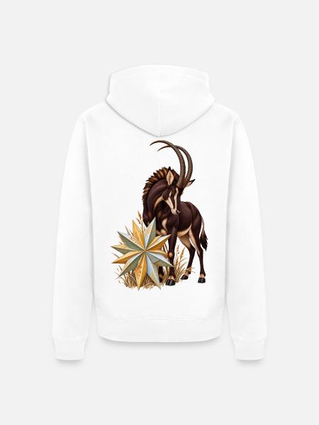Rappenantilope mit winterlichem Fächerstern - Unisex Premium Bio Zip Hoodie - Weiß