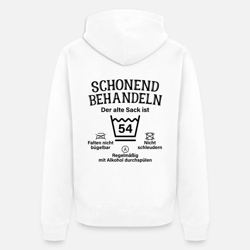 Schonend Behandeln 54. Geburtstag Der Alte Sack 54 - Unisex Premium Bio Zip Hoodie - Weiß