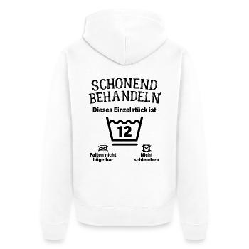Schonend Behandeln 12. Geburtstag Einzelstück 12 - Unisex Premium Bio Zip Hoodie - Weiß - Hinten - Thijin (182cm)