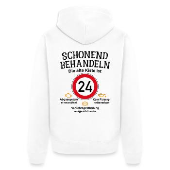 24. Geburtstag Schonend Behandeln 24 Alte Kiste 24 - Unisex Premium Bio Zip Hoodie - Weiß - Hinten - Thijin (182cm)