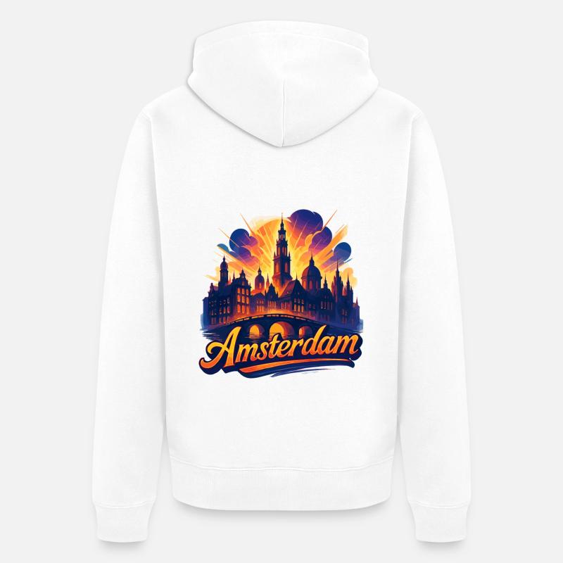 Amsterdam Capitale Pays-Bas Pays-Bas Cadeau - Veste à capuche bio Premium Unisexe - blanc