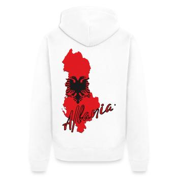 Albanische Flagge, Albanischer Stolz - Unisex Premium Bio Zip Hoodie - Weiß - Hinten - Thijin (182cm)