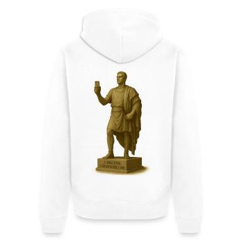 Antiker Philosophieroboter mit Smartphone - Unisex Premium Bio Zip Hoodie - Weiß - Hinten - Thijin (182cm)