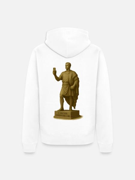 Ancient philosophy robot with smartphone - Unisex Premium Organic Zip Hoodie - white