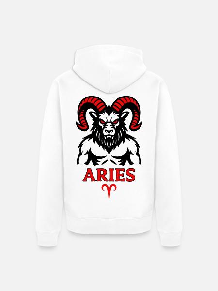 Aries Sternzeichen mit Hörnersymbol - Unisex Premium Bio Zip Hoodie - Weiß