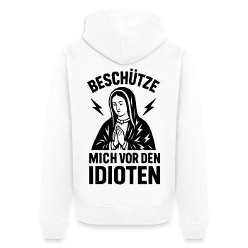 Funshirt Protect me from the idiots - Unisex Premium Organic Zip Hoodie - white - Back - Thijin (182cm)