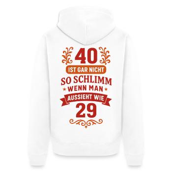 40 ans comme 29 en disant, Red Vintage, anniversaire - Veste à capuche bio Premium Unisexe - blanc - Dos - Thijin (182cm)