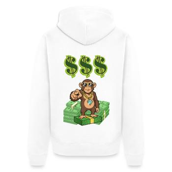 Rich Monkey - Unisex Premium Organic Zip Hoodie - white - Back - Thijin (182cm)